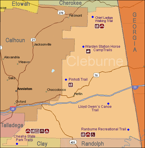 Cleburne County Trails Map